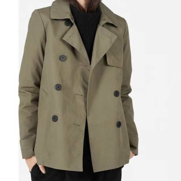 Everlane Jackets & Blazers - EVERLANE Swing Jacket Womens Size XS Sage Green Cropped Trench Coat Sale Cotton